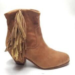Sam Edleman Louie Ankle Fringe Booties Size 9